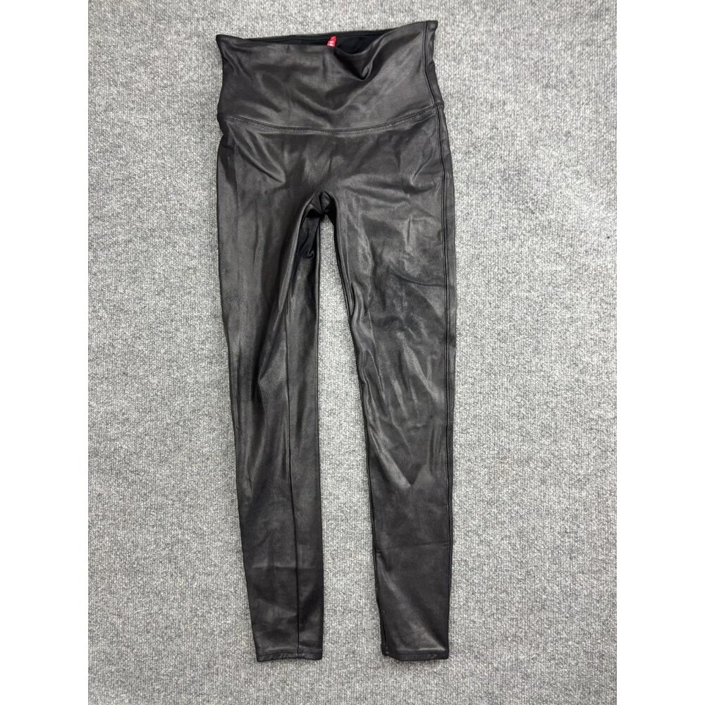 Spanx‎ Leggings Womens Large Black Faux Leather High Rise Shaping Pants Ankle